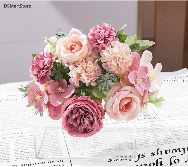 7-head Silk Peony Rose & Hydrangea Bouquet – Elegant Decor for Home & Events