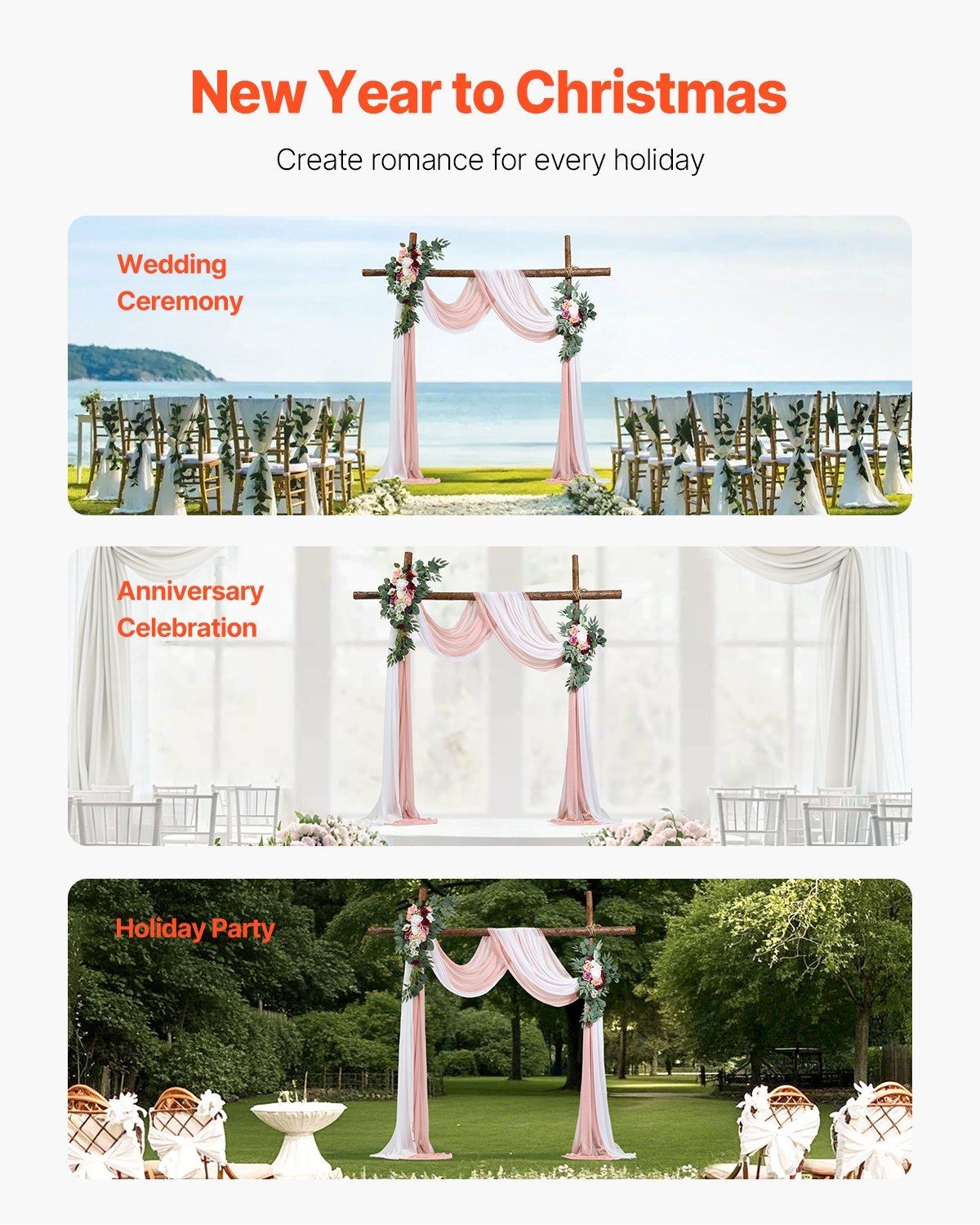 Vintage Gold Trimmed Drape Kit with Artificial Wedding Flowers