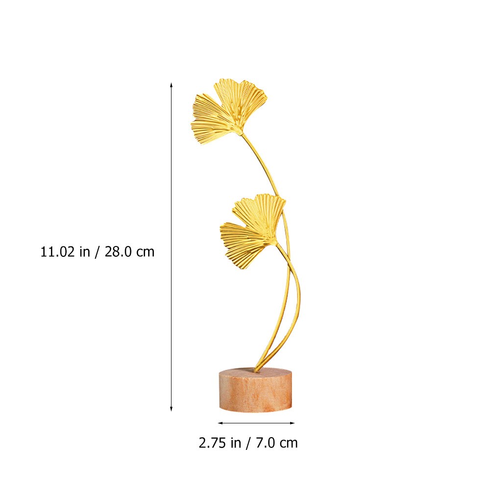 Elegant Ginkgo Leaf Decoration Metal for Desktop 1Pcs 11×2.7in