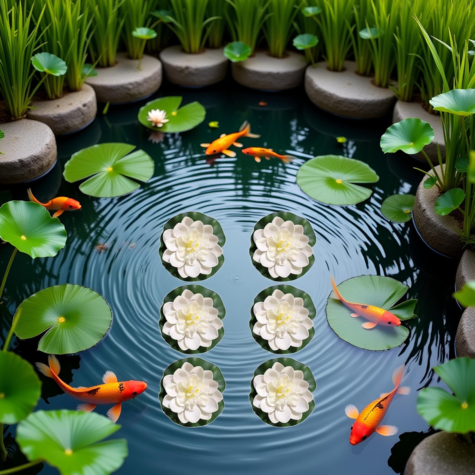 6 Pcs White Artificial Lotus Flowers Large Floating Lotus Flowers Faux Lotus …
