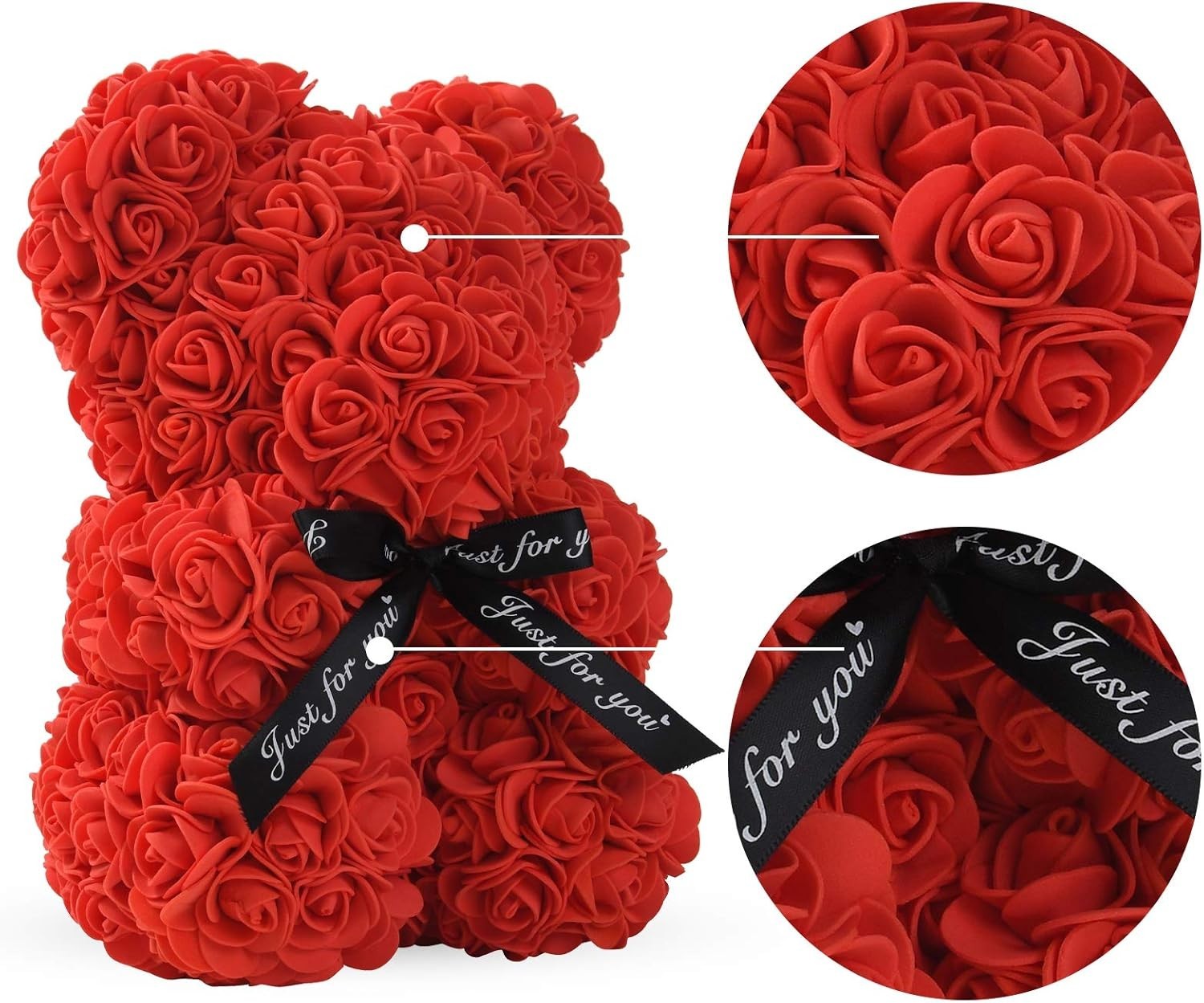 LINKLO Rose Bear Rose Teddy Bear -10 inch Artificial Rose Flower Bear, Gift f…