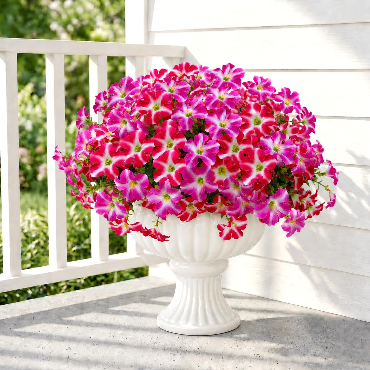 Artificial Petunia Flowers Outdoor, 8 Bundles UV Resistant Faux Plants | Realist