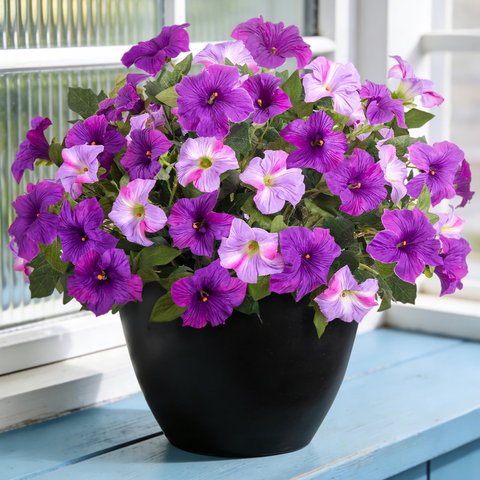 6 Pcs Artificial Petunia Flowers for Outdoor, Fake Spring Petunias Faux Silk …