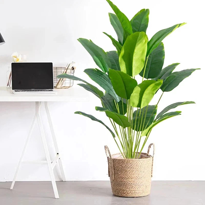 Artificial Palm Tree Large Fake Banana Plant Real Touch Leaves Home Garden Decor