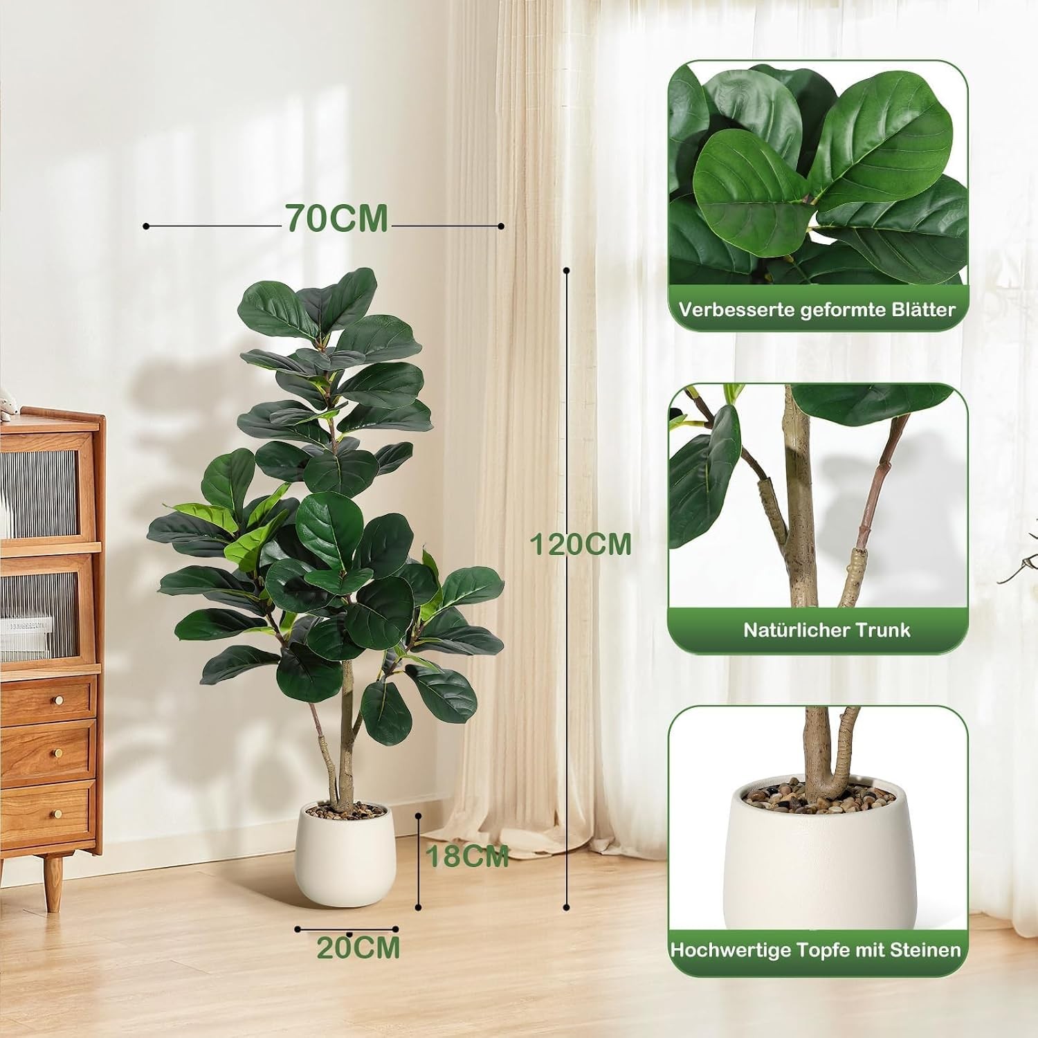 120cm-210cm Large Artificial Broadleaf Fake Plants Green Plastic Balcony Plants