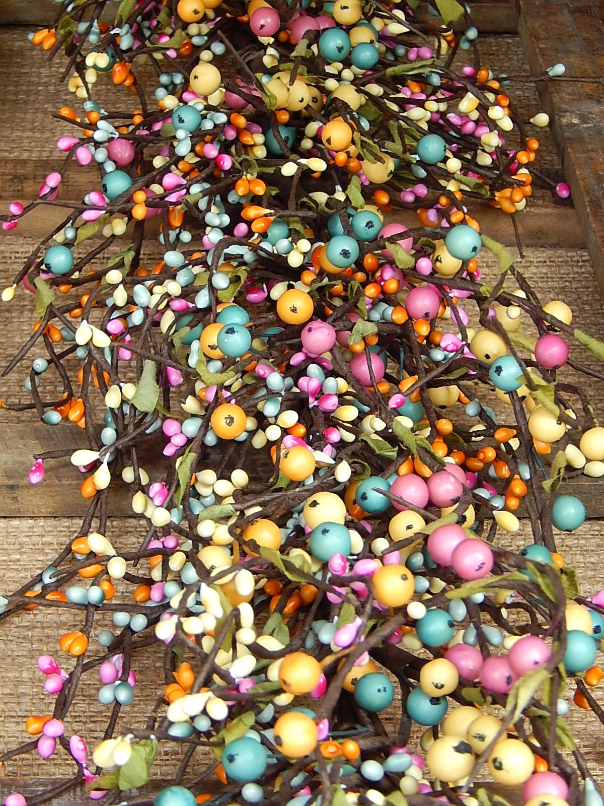 NEW Spring Pip Berry MIXED Garland PINK TEAL YELLOW ORANGE MIX 53″