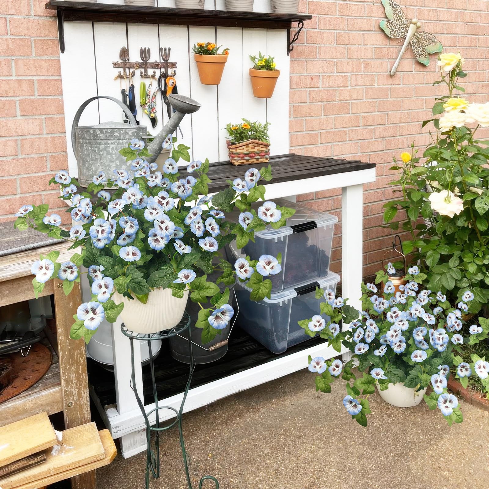 2 Pcs Artificial Fake Flowers for Outdoors Plants Spring Decoration UV Resist…