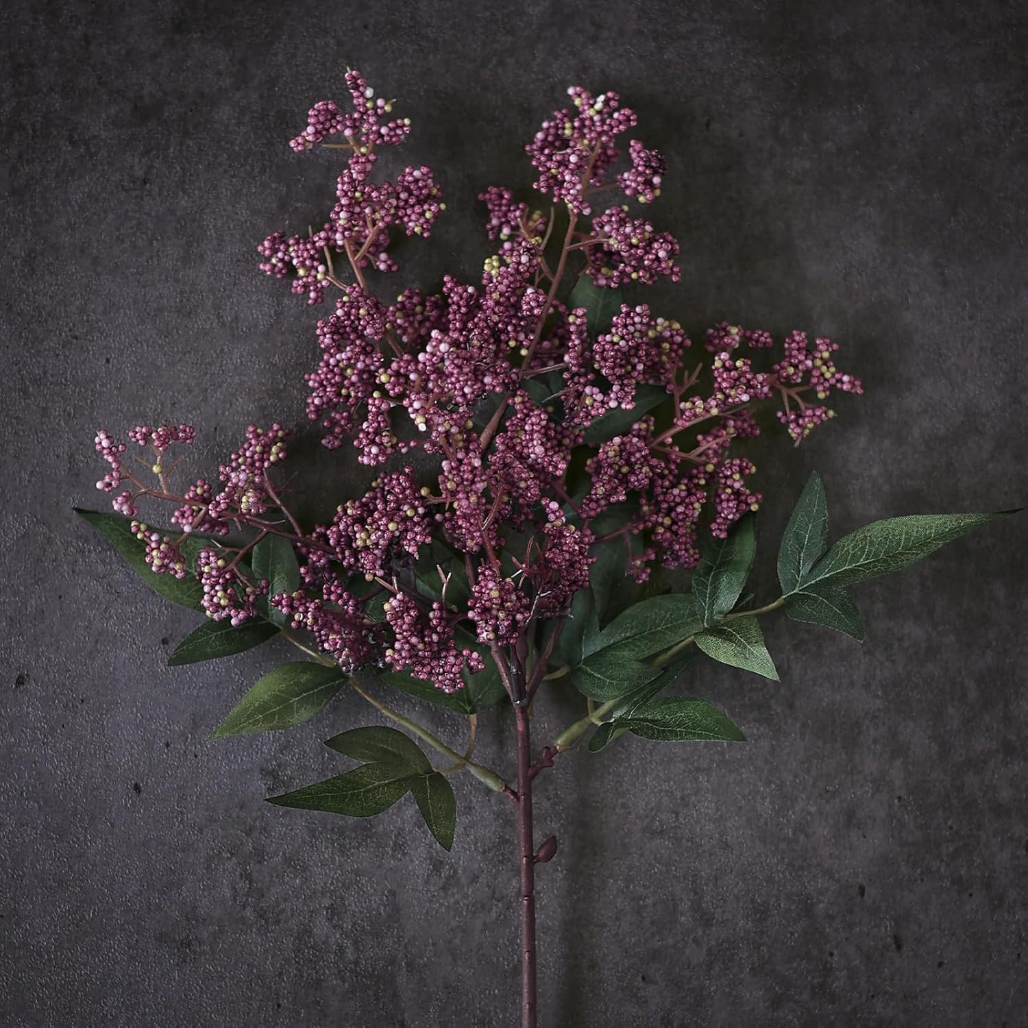 12 Pcs 17″ Artificial Nandina Berry Stem, Faux Berry Spray(Dusty Plum) | DIY Bou