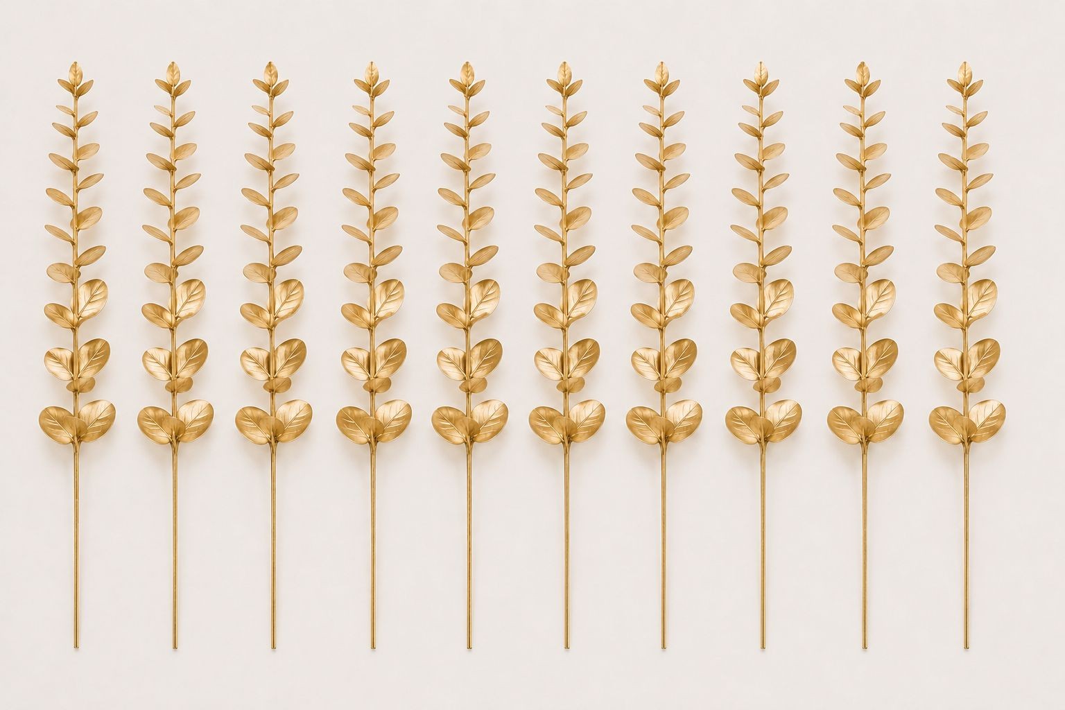 Gold Metallic Eucalyptus Stems Set of 10 Faux Eucalyptus Picks Gold Floral Stems