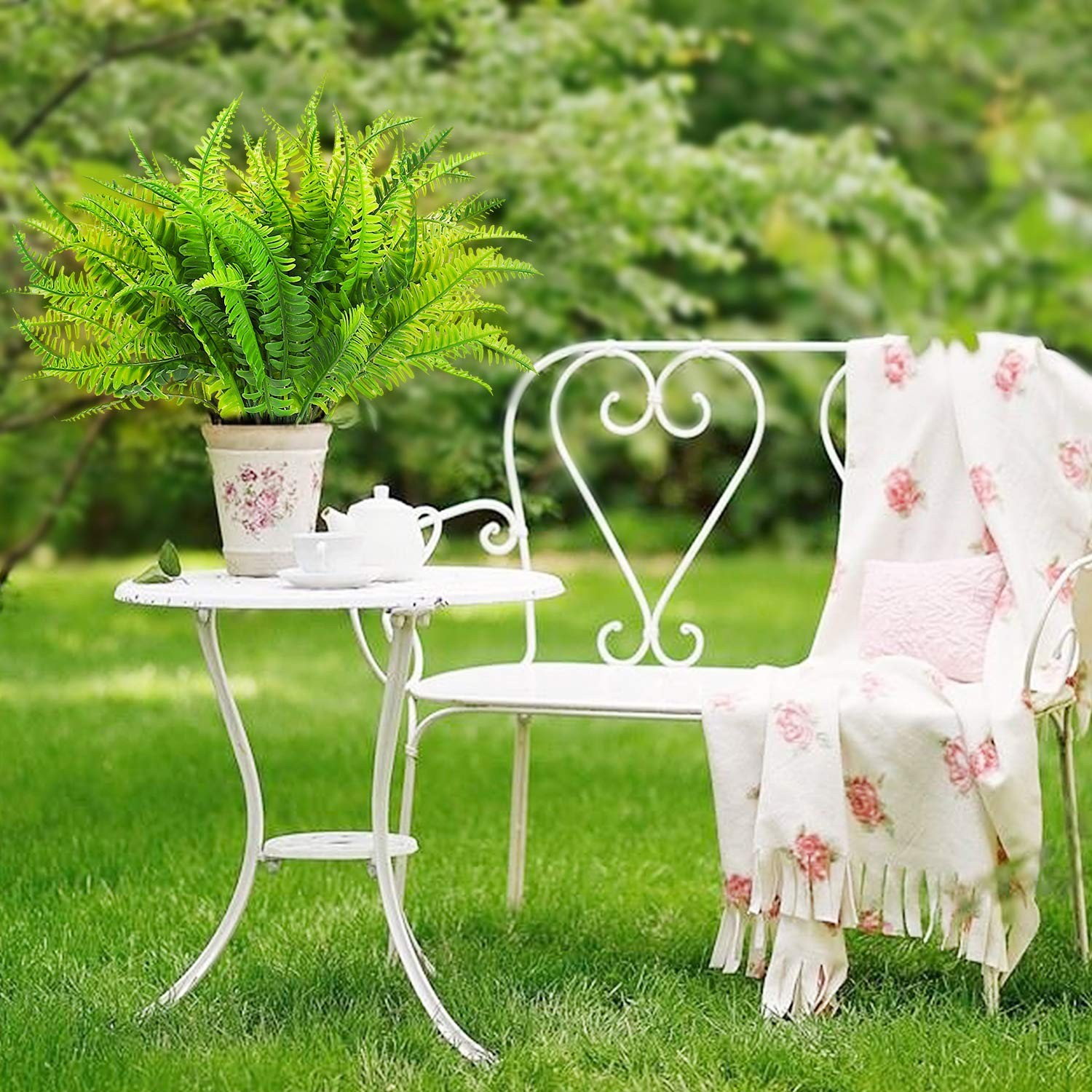 Artificial Boston Fern Plants Bushes Artificial Shrubs Greenery for House Pla…