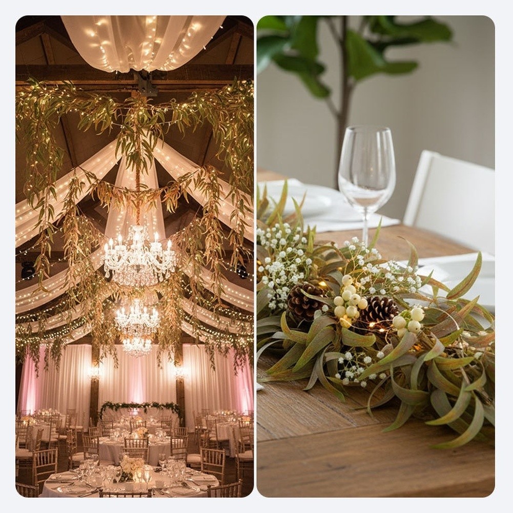 Artificial Eucalyptus Leaves Vine Rattan Fake Greenery for Wedding Table Home