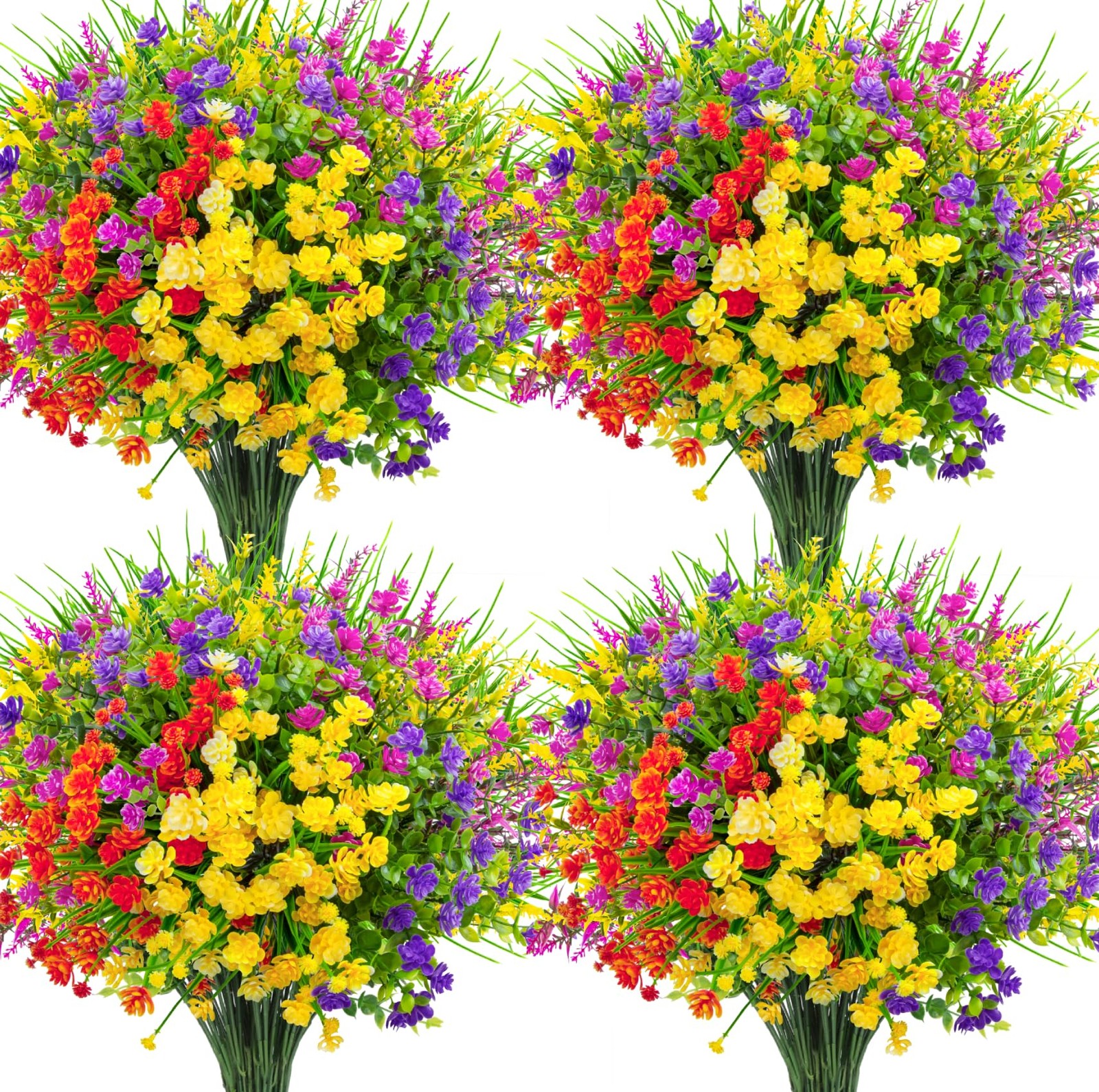 Ouddy Decor 16 Bundles Artificial Flowers for Outdoors Fake Plastic Plants Fa…