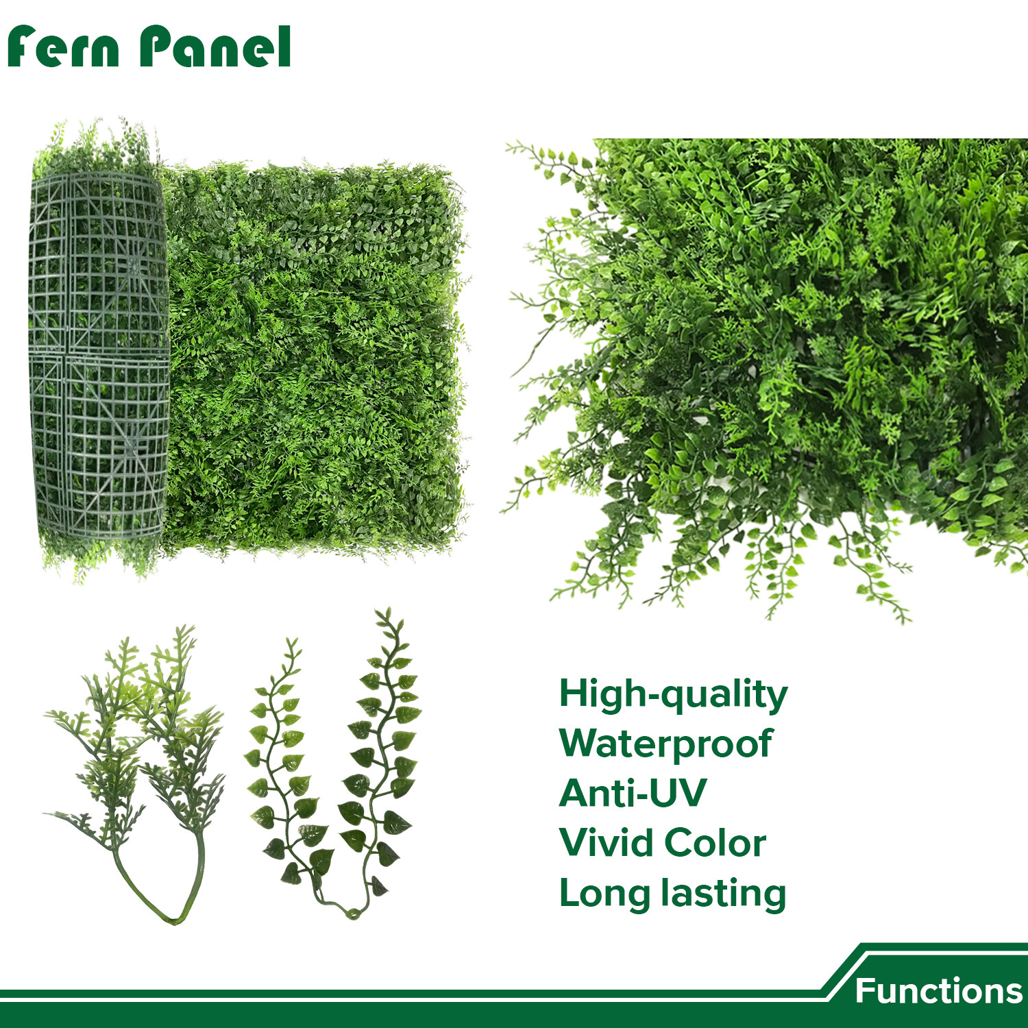 20″ Artificial Faux Fern Leaf Privacy Grass Mats Home Hedge Festival Decor