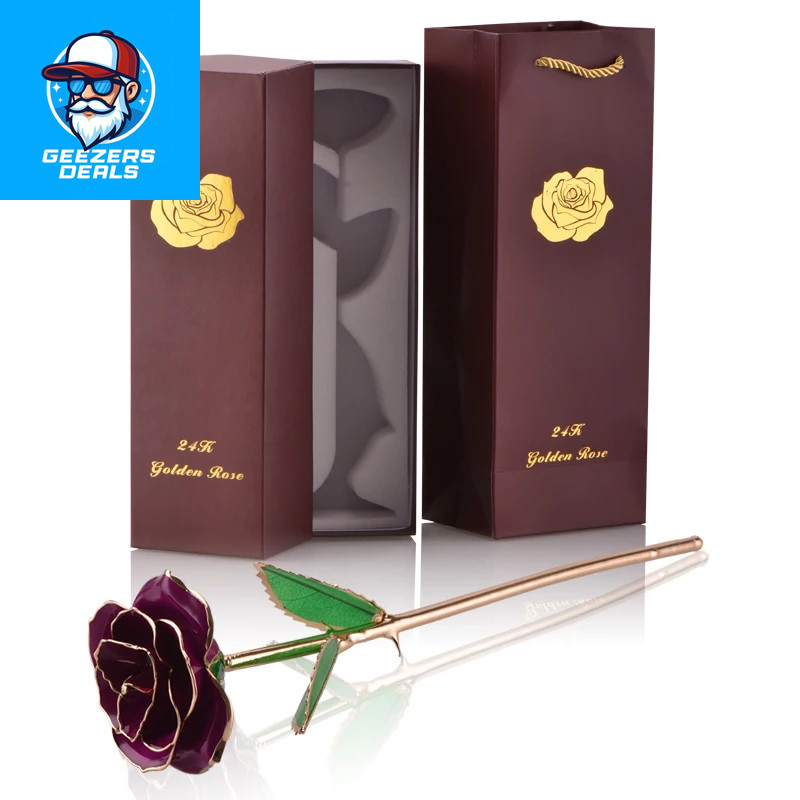 Gifts for Women 24K Gold Dipped Rose with Stand Eternal Flowers Forever Love in