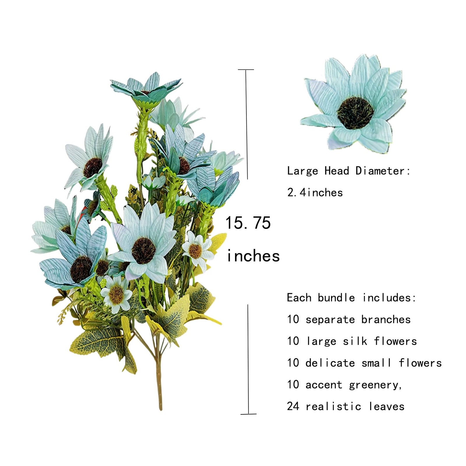 4 PCS Fake Wildflower Artificial Daisies Blue Silk Faux Flowers Home Decor