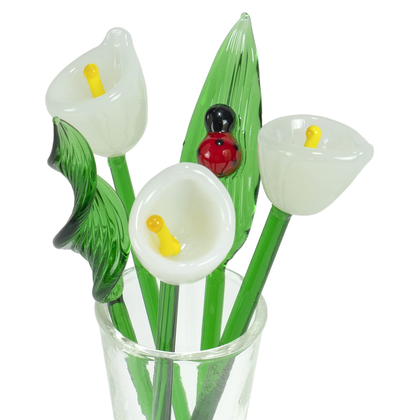 Decorative Glass Flower Bouquet with Vase, Gift Boxed – White Calla Lilies