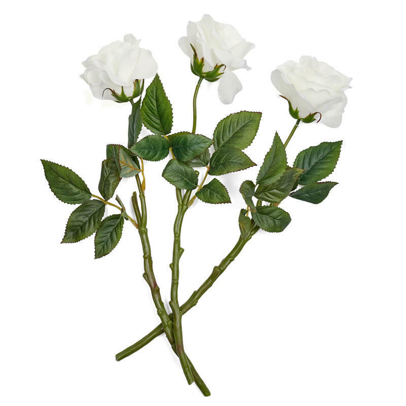Factory Direct Craft Cream Artificial Open Rose Spray Bundle