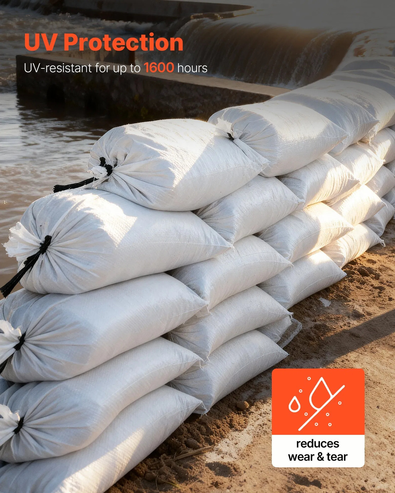 Empty Sandbags, 300 Packs 16 x 26 in, Heavy Duty Sand Bags Sacks with Ties, 50lb