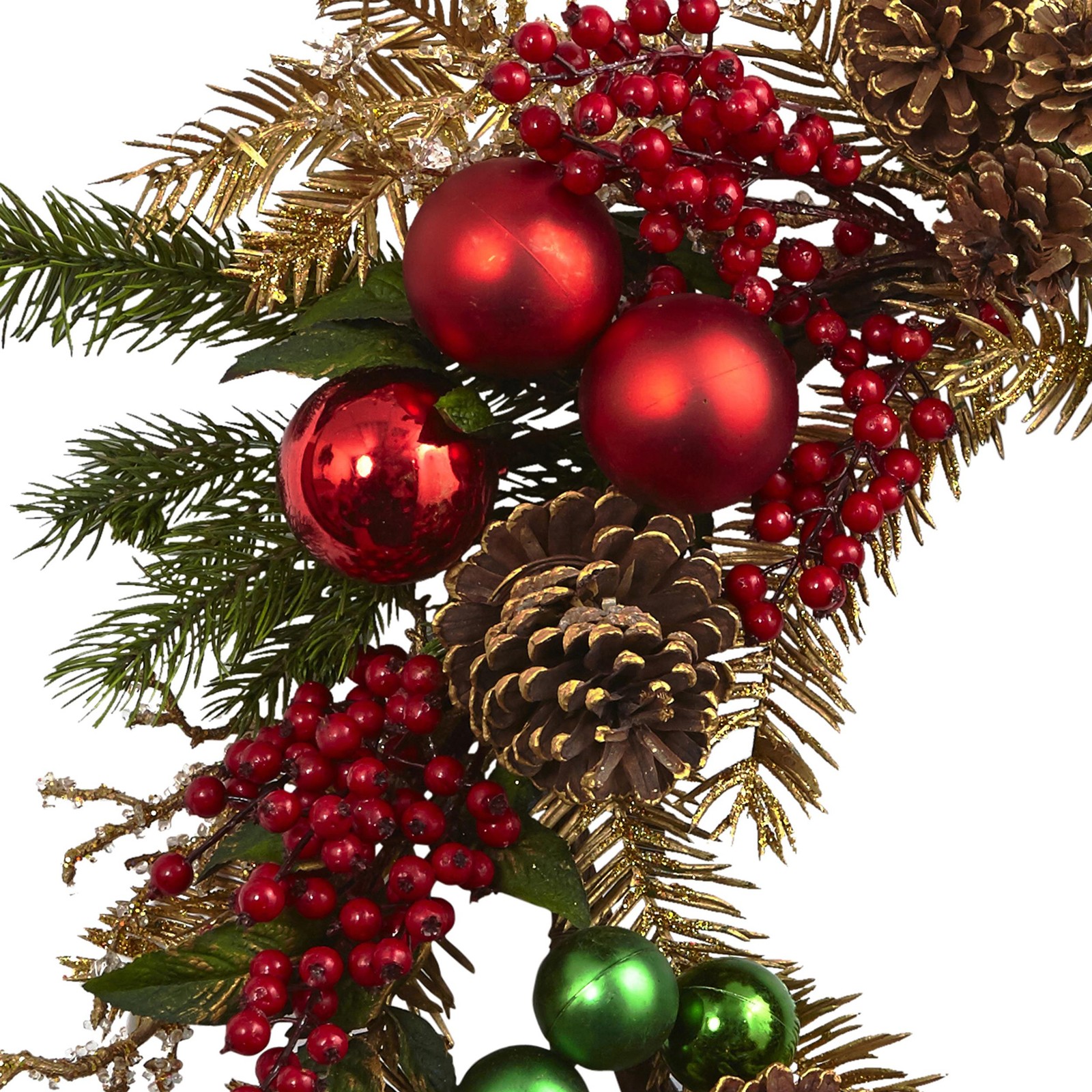 Nearly Natural 24″ Ornament Pine & Pinecone Wreath in Multi-Color