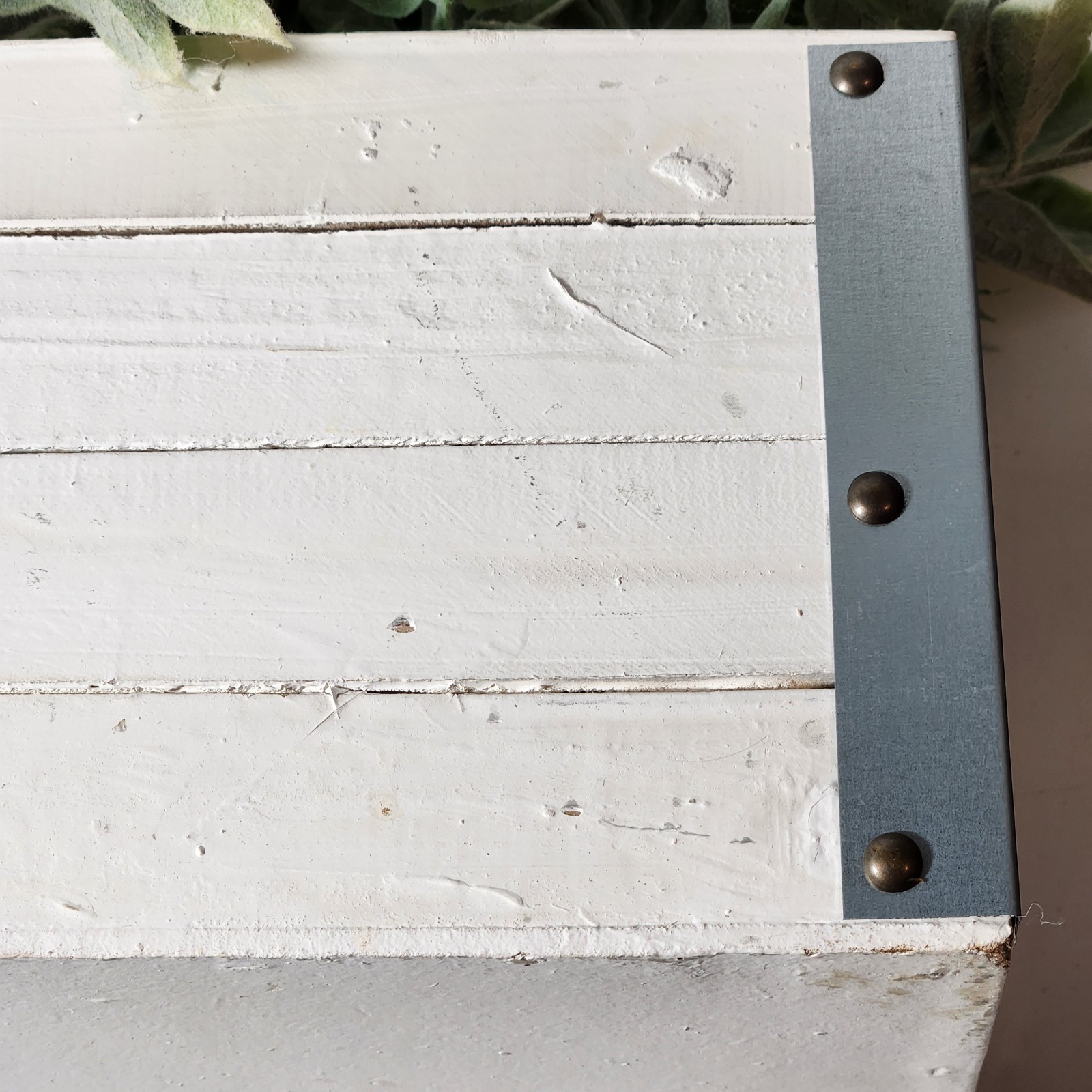 Faux Lavender Arrangment White Rustic Wood Metal Planter Table Shelf Decor 15″
