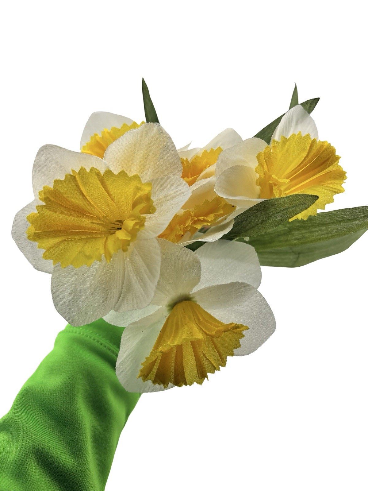 Vintage Ice Follies Narcissus Bulb Faux Flowers 15” Spring Floral Decor