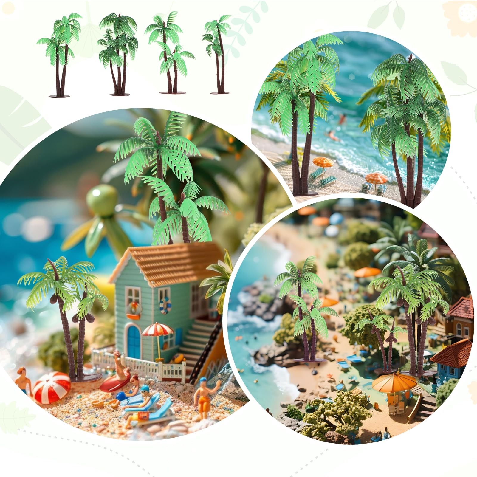 Palm Tree Cake Topper, 10 Pcs Mini Fake Palm Tree Decor Imitation Coconut Tre…