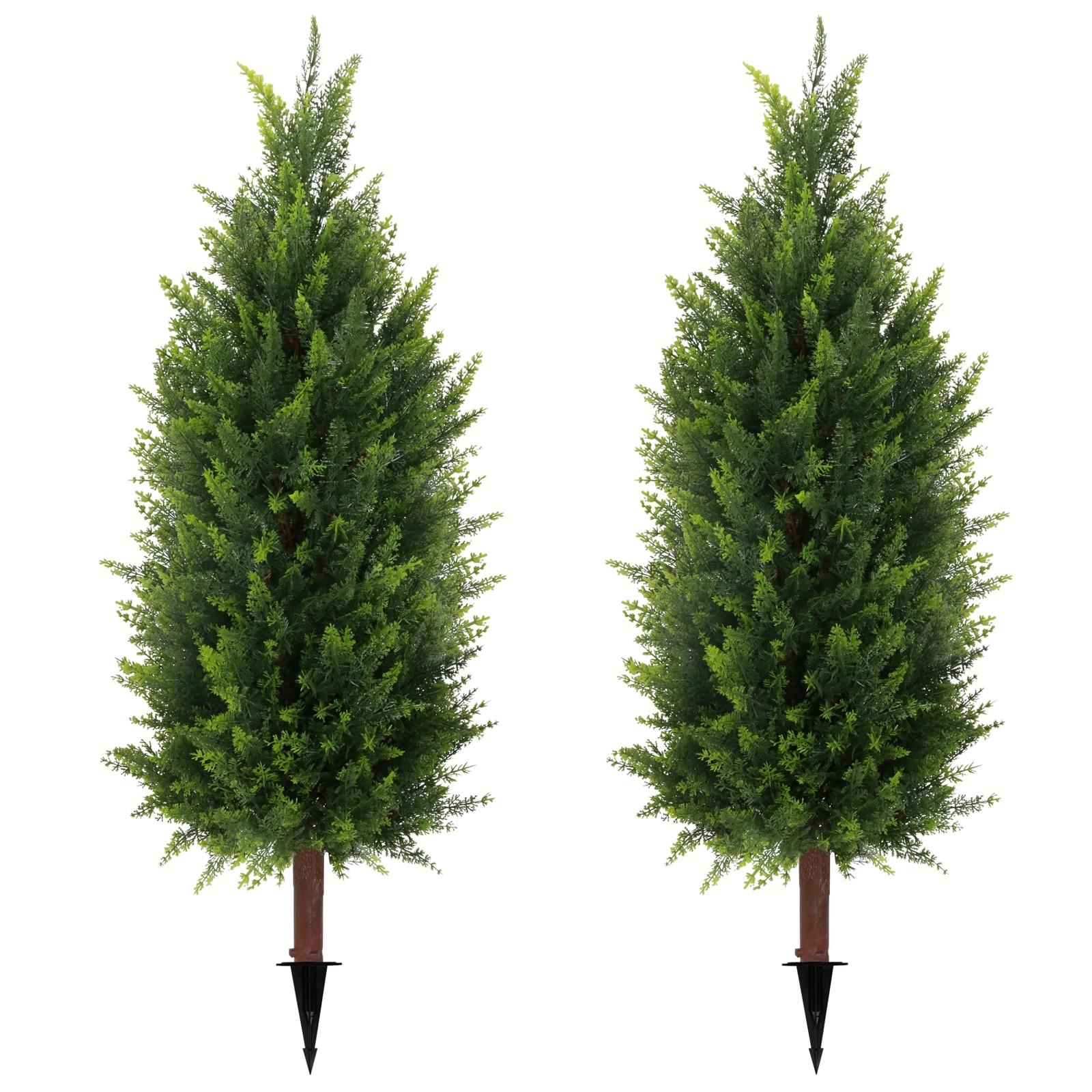 2 Packs 35.5″ Artificial Cedar Tree, Fake Cedar Shrub Bushes Trees with Spike…