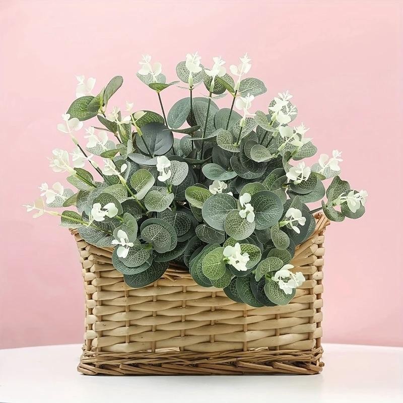 5/10/20Pcs Artificial Eucalyptus Stems Green Leaves Wedding Home Vase Decor
