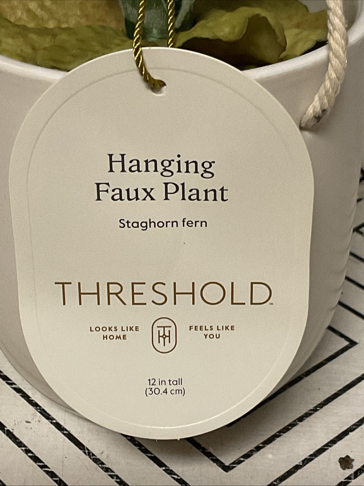 🥥 Threshold 12″ Hanging Staghorn Fern Artificial Plant🆕LOT OF 2‼️