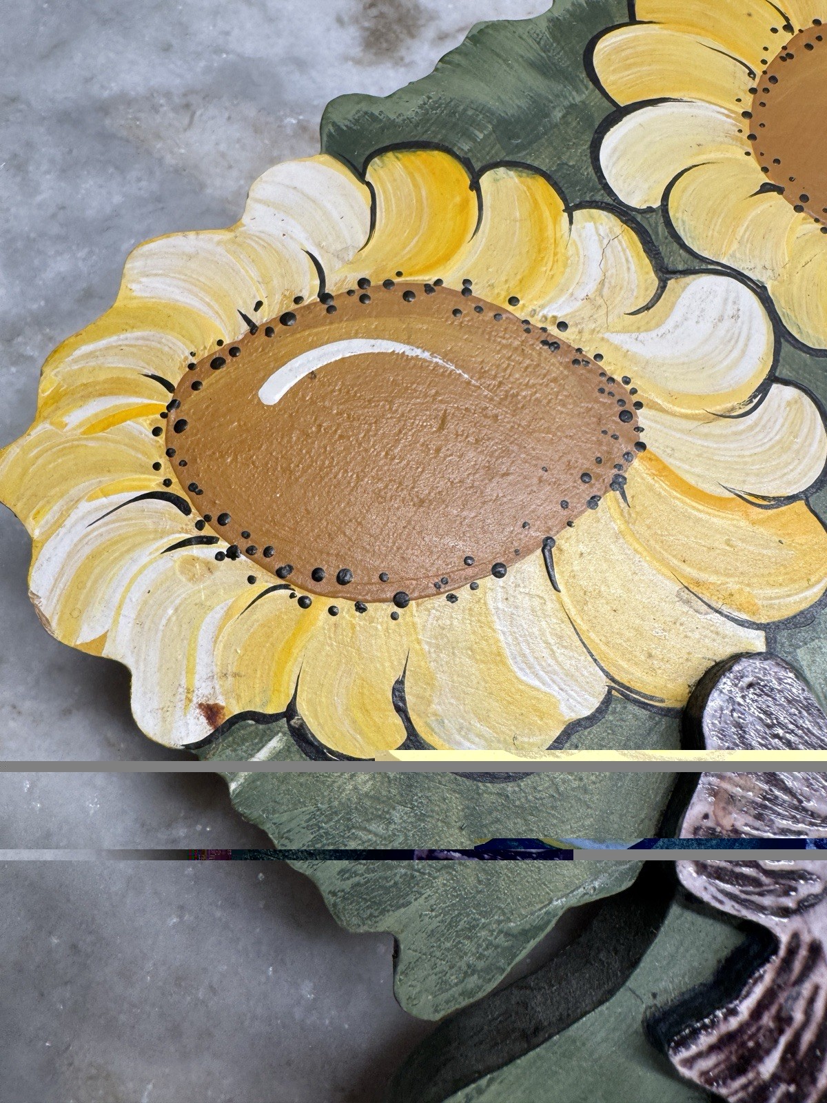 Vintage Hand Painted Wood Sunflower Bouquet
