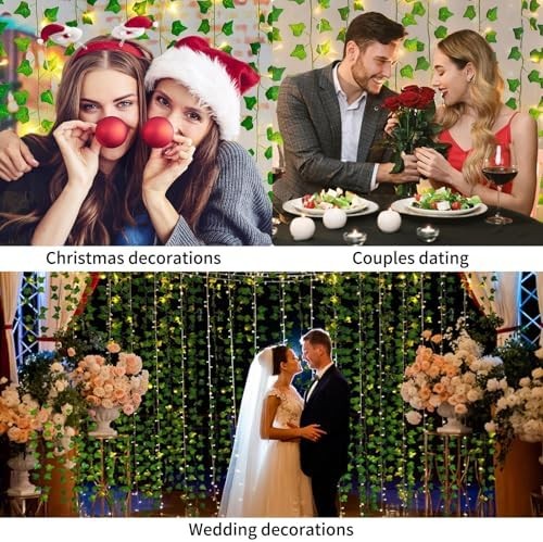 Fake Vines for Room Decor(12 Pack 84 FT),with CE Certified 80 LED String Lights,