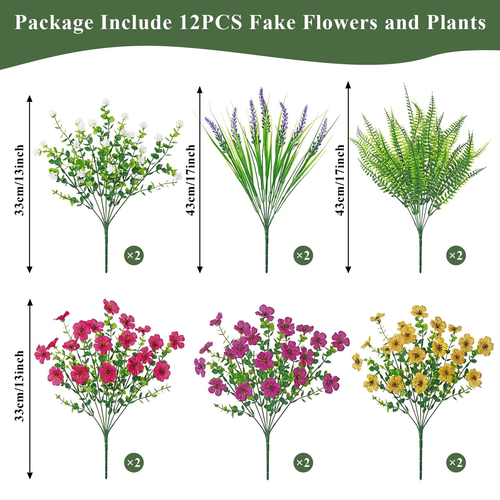 Artificial Flowers for Outdoors 12 Bundles UV Resistant Faux Flowers Silk Dai…
