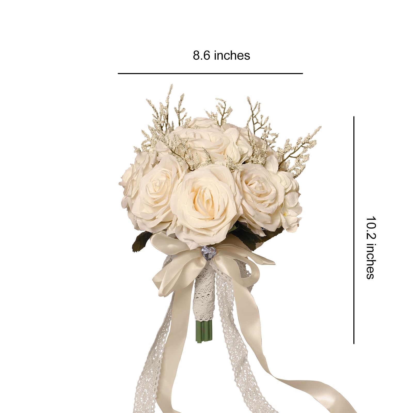 Wedding Bouquets for Bride, Champagne White Bridal Bridesmaid Wedding Flowers…