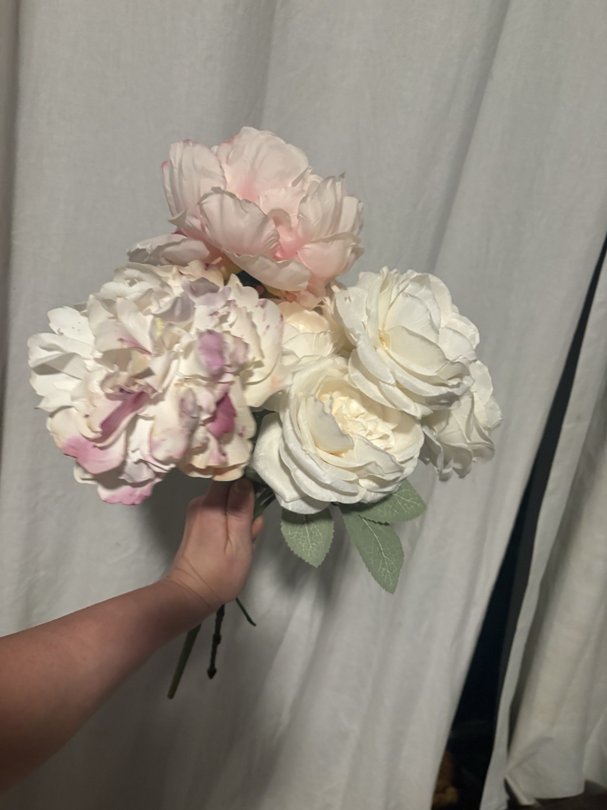 Artificial Silk Flower Lot Roses Peony Pink White Floral Craft Wedding Decor