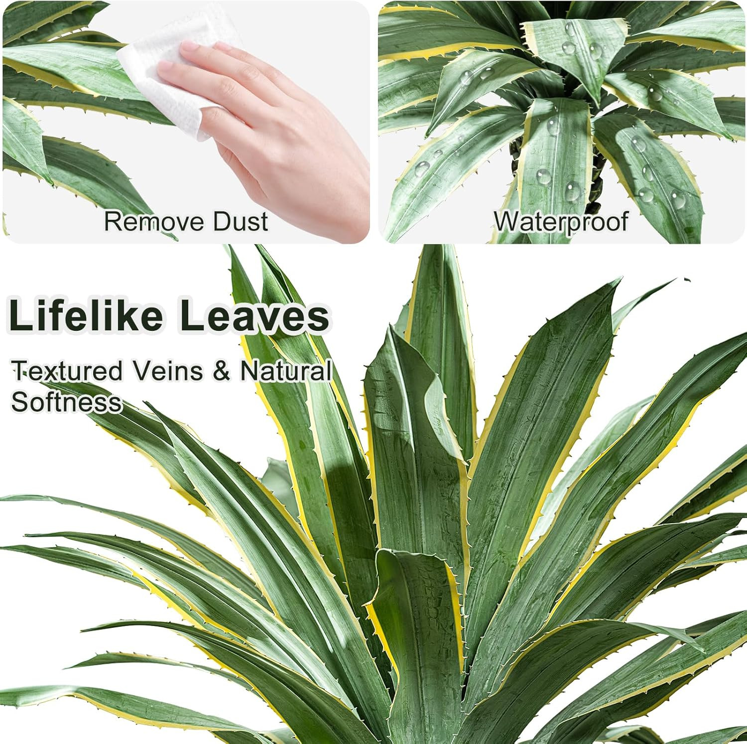 Realistic 61″ Artificial Agave Plant in Pot for Indoor Outdoor Decor – Yellow