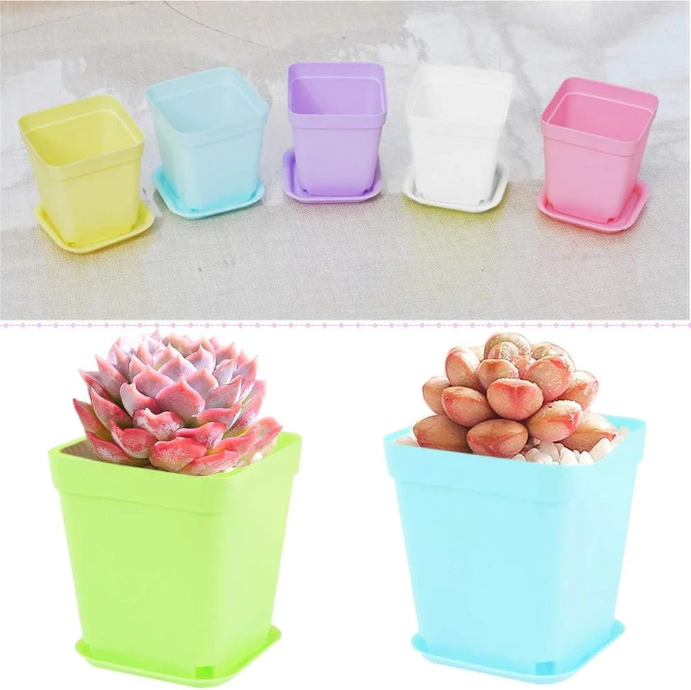 24Pack 3 Inch Plastic Plant Pots,Square Seedling Nursery Pots Succulent Flower P