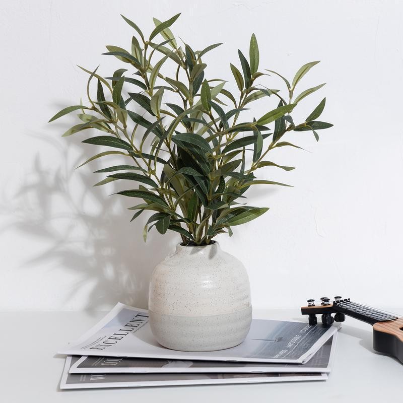 Artificial Olive Plant ＆ 2-Tone Ceramic Vase Indoor Decor Home Office Dorm New
