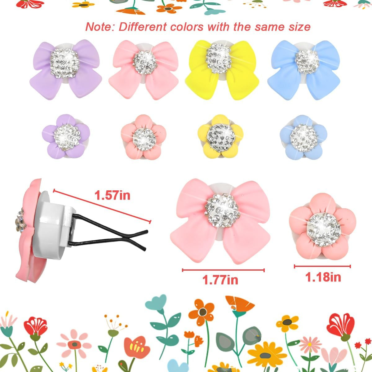 Bling Flower & Bow Car Air Vent Clip, 8PCS Crystal Rhinestone Cute Vehicle Condi