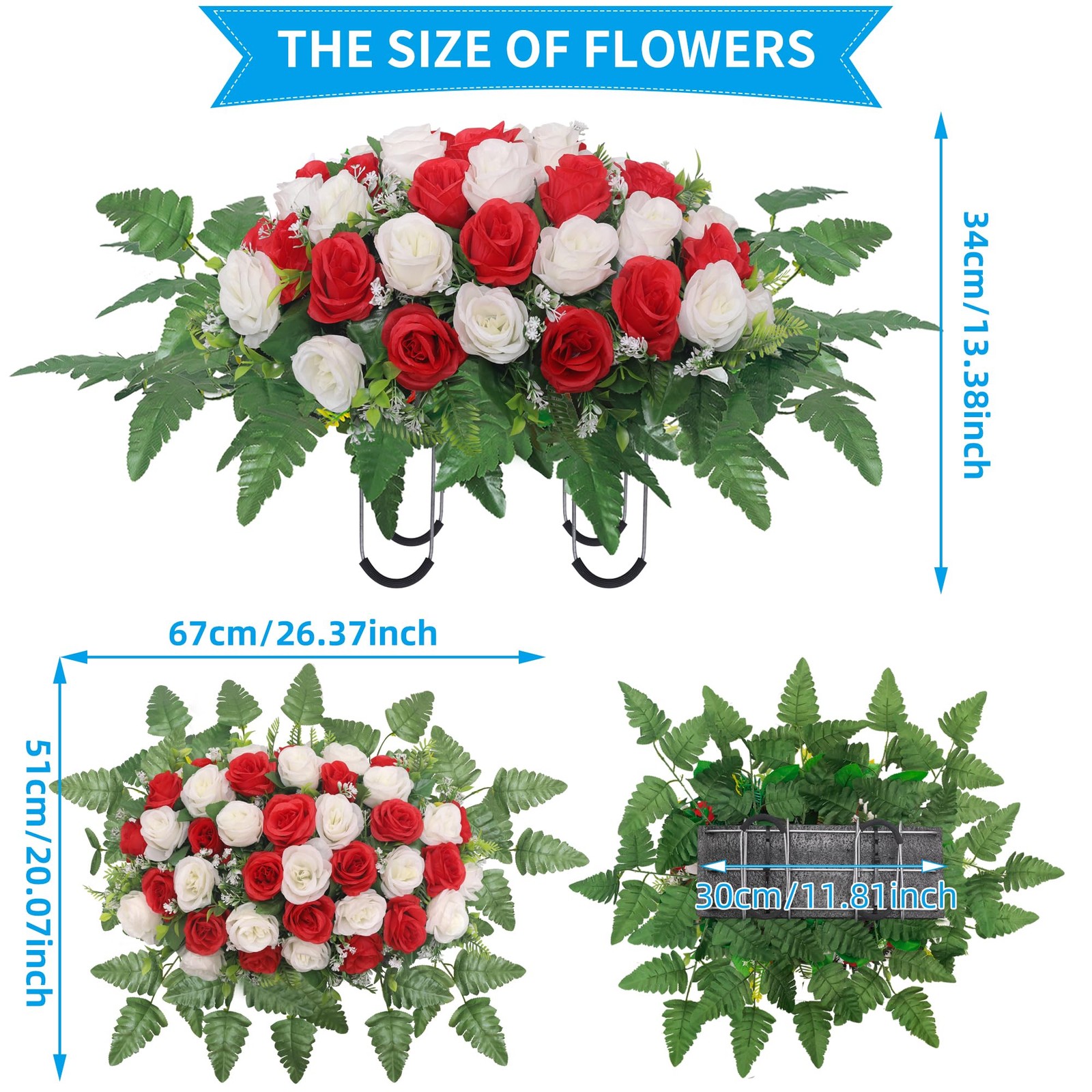Cemetery Headstone Flower Saddle,Artificial Cemetery Flower Saddles for Grave…