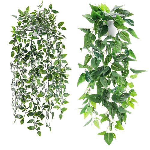 Packs Fake Plants Hanging Faux Potted Ivy Vine Artificial Mandala Plants for 2