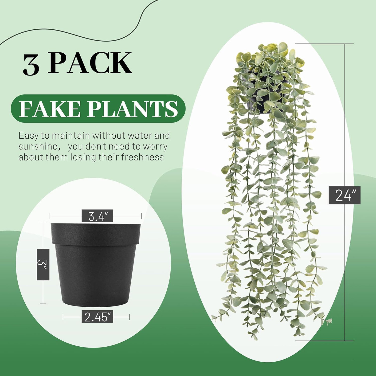 Artificial Hanging Plants Decor Faux Eucalyptus Indoor Wall Shelf Potted