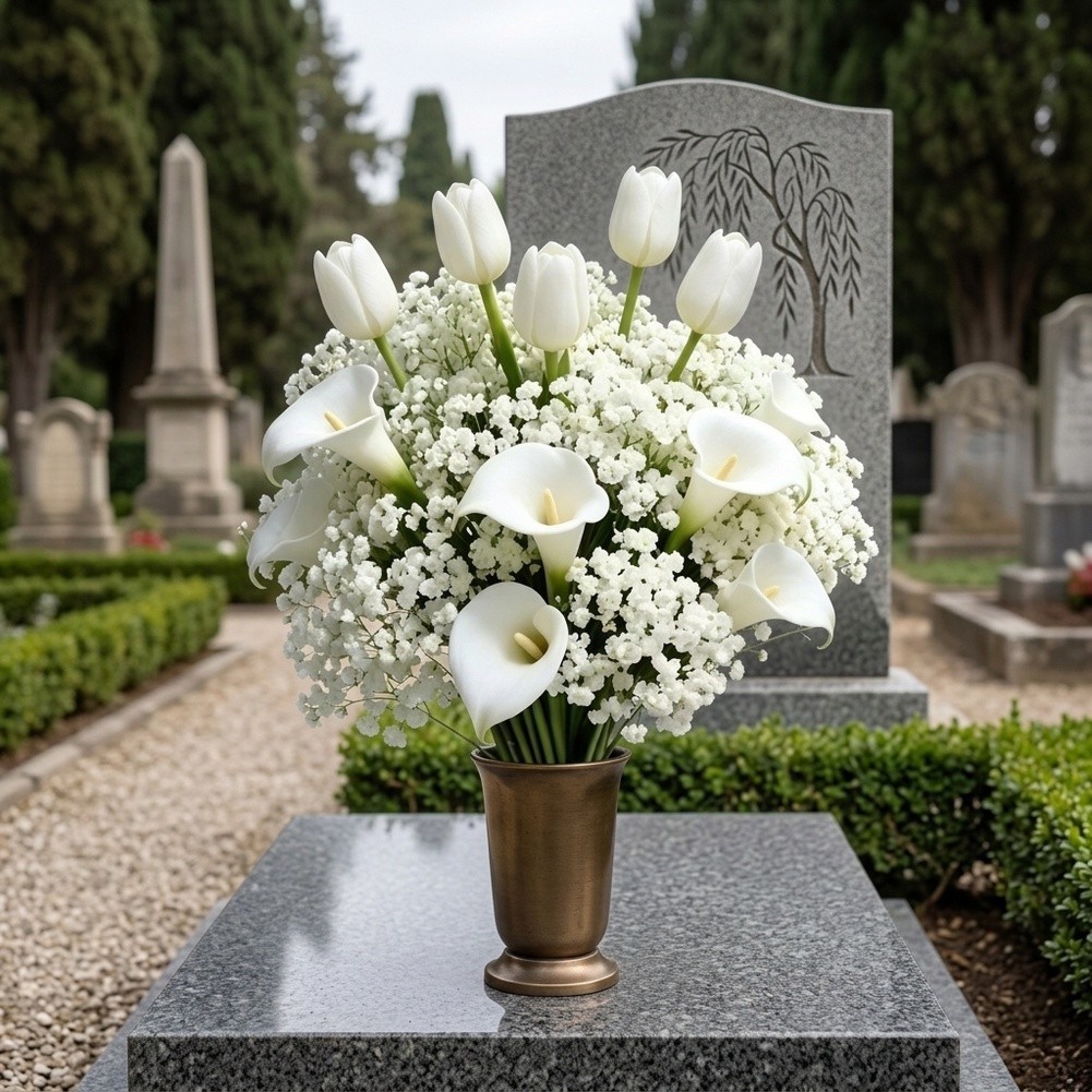 White Artificial Flower Bouquet 32 Stems Flexible Stems for Custom Arrangement