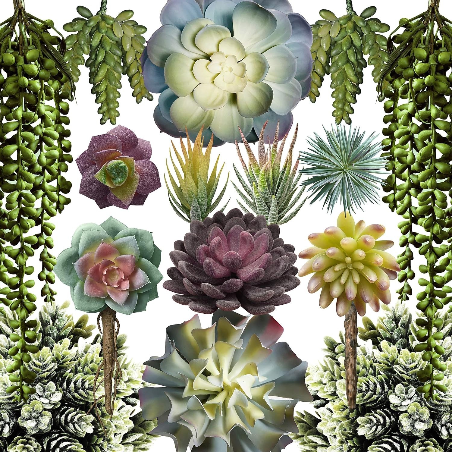 Lifelike Faux Succulent Plants – 15 Pack in Pet-Safe Design for Effortless Style