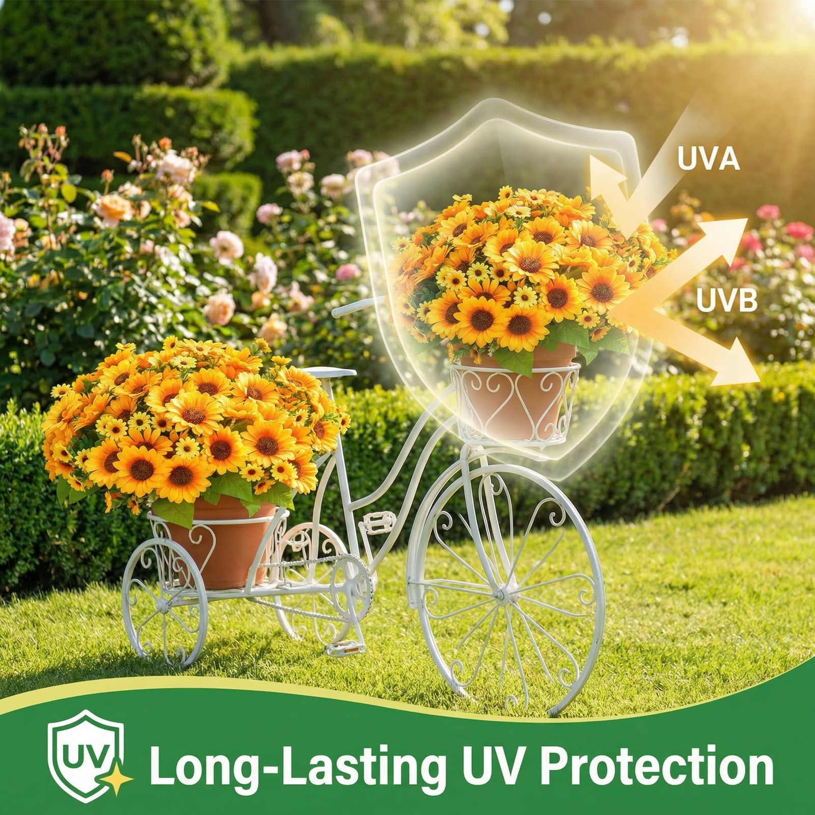Realistic UV-Resistant Artificial Sunflowers – 6 Silk Bouquets, 78 Lifelike F…