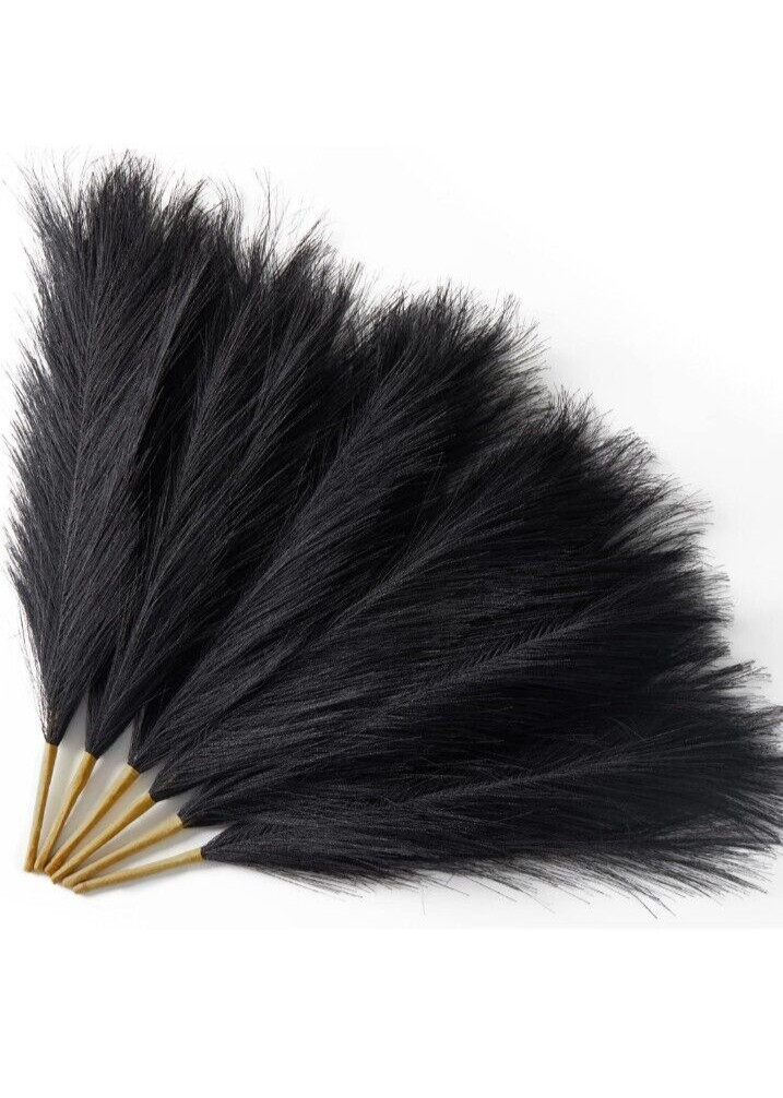 Serwalin Black Pampas Grass Black 17 In 6pcs Faux Pampas Grass Short Artificial