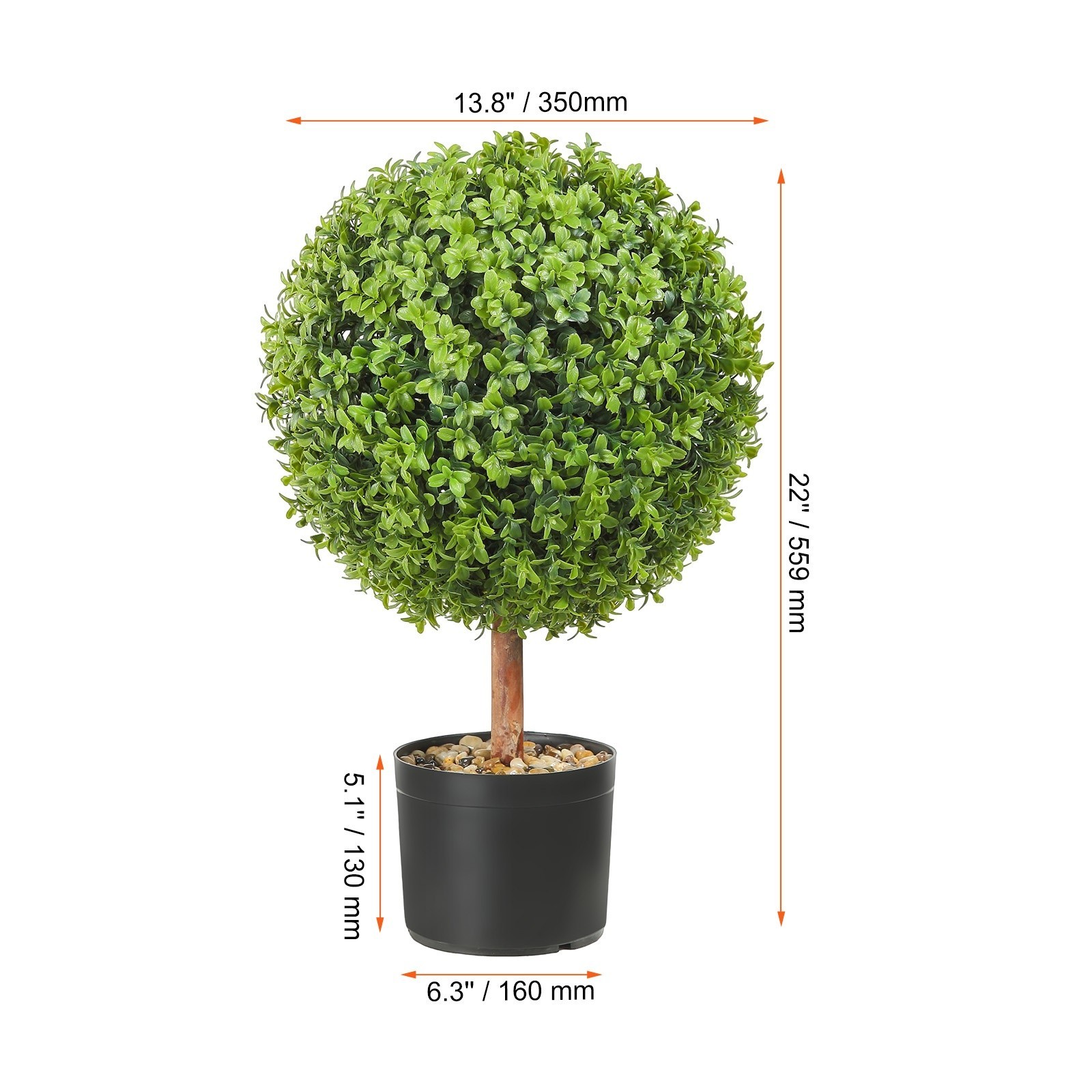 Faux Boxwood Topiary Trees,24 inch Height (Set of 2),Spherical Synthetic Topiary