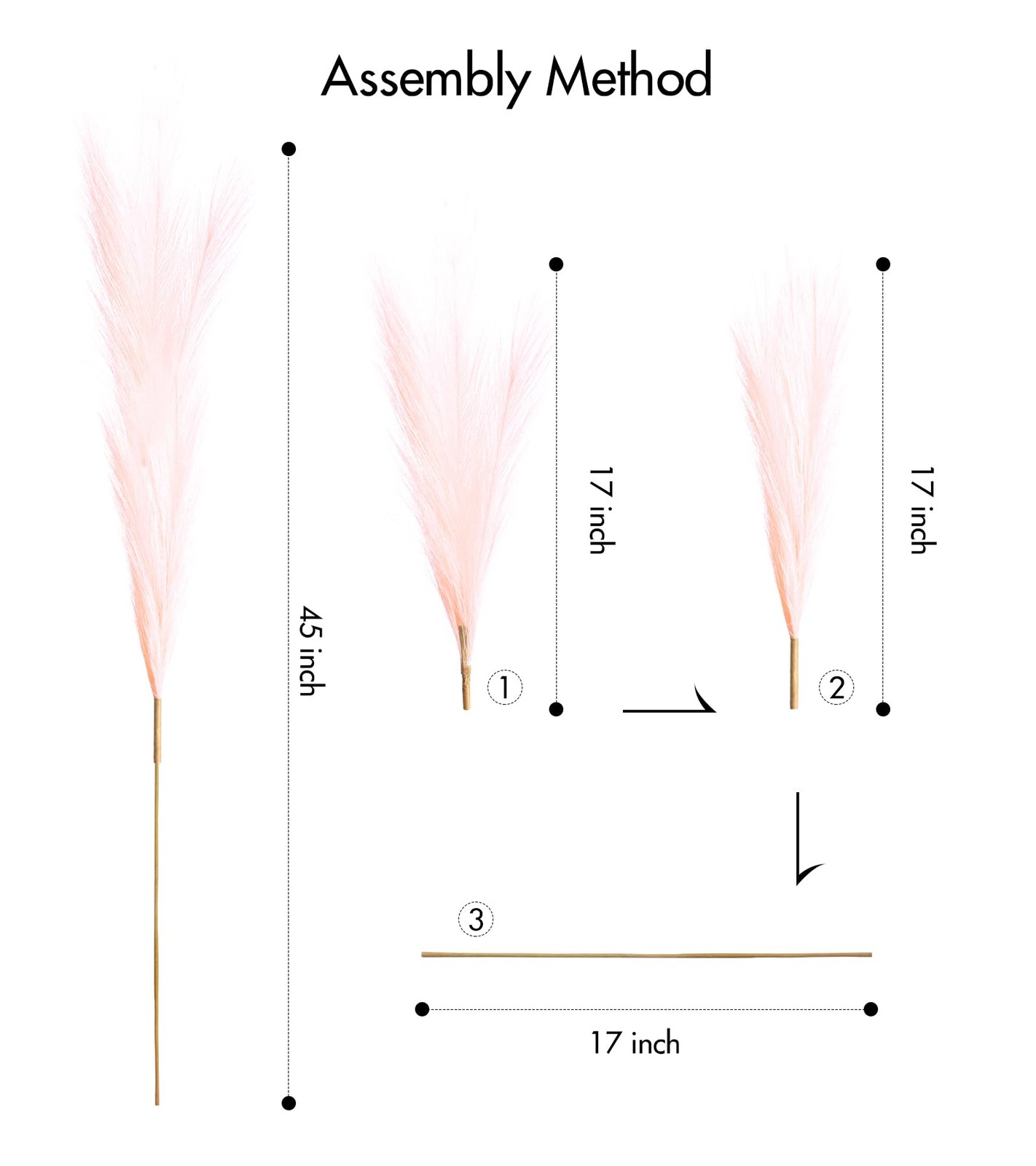 SeptCat 9 Pcs 45″ Pampas Grass Tall Pink White Decor Faux Dried Fluffy Fake L…