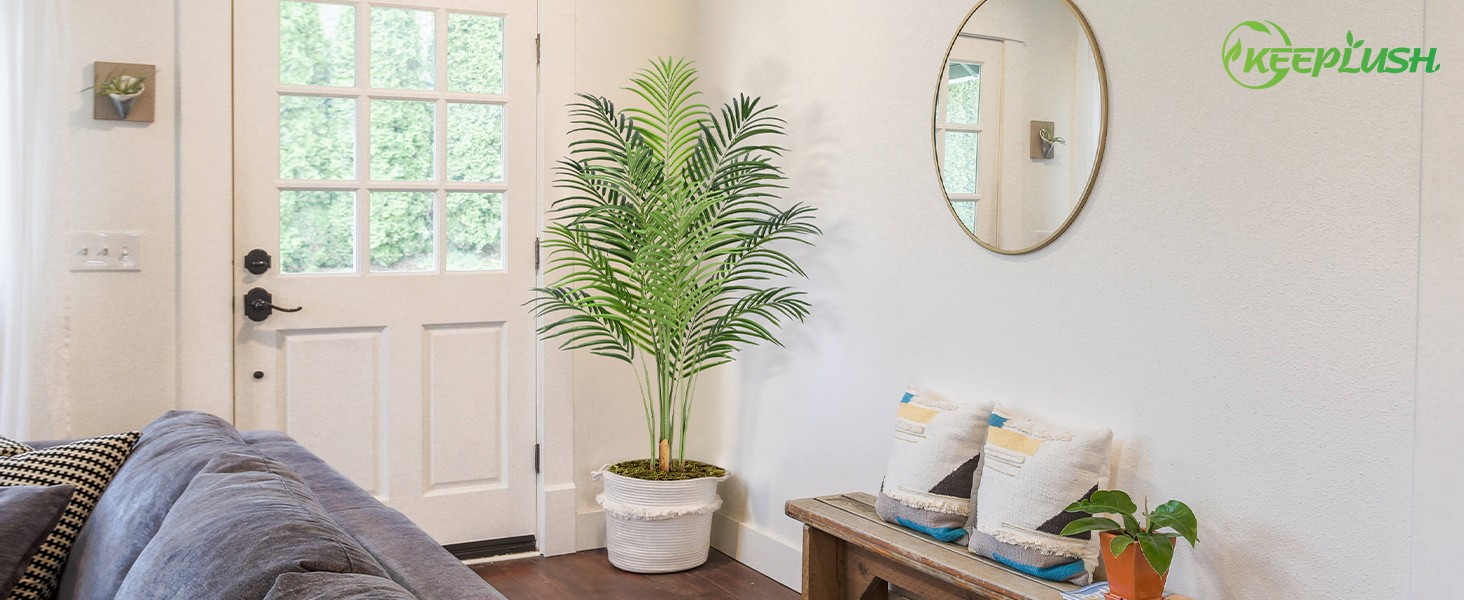 Artificial Palm Tree 6ft Tall Fake Palm Tree Indoor Decor with 18 Leaves and