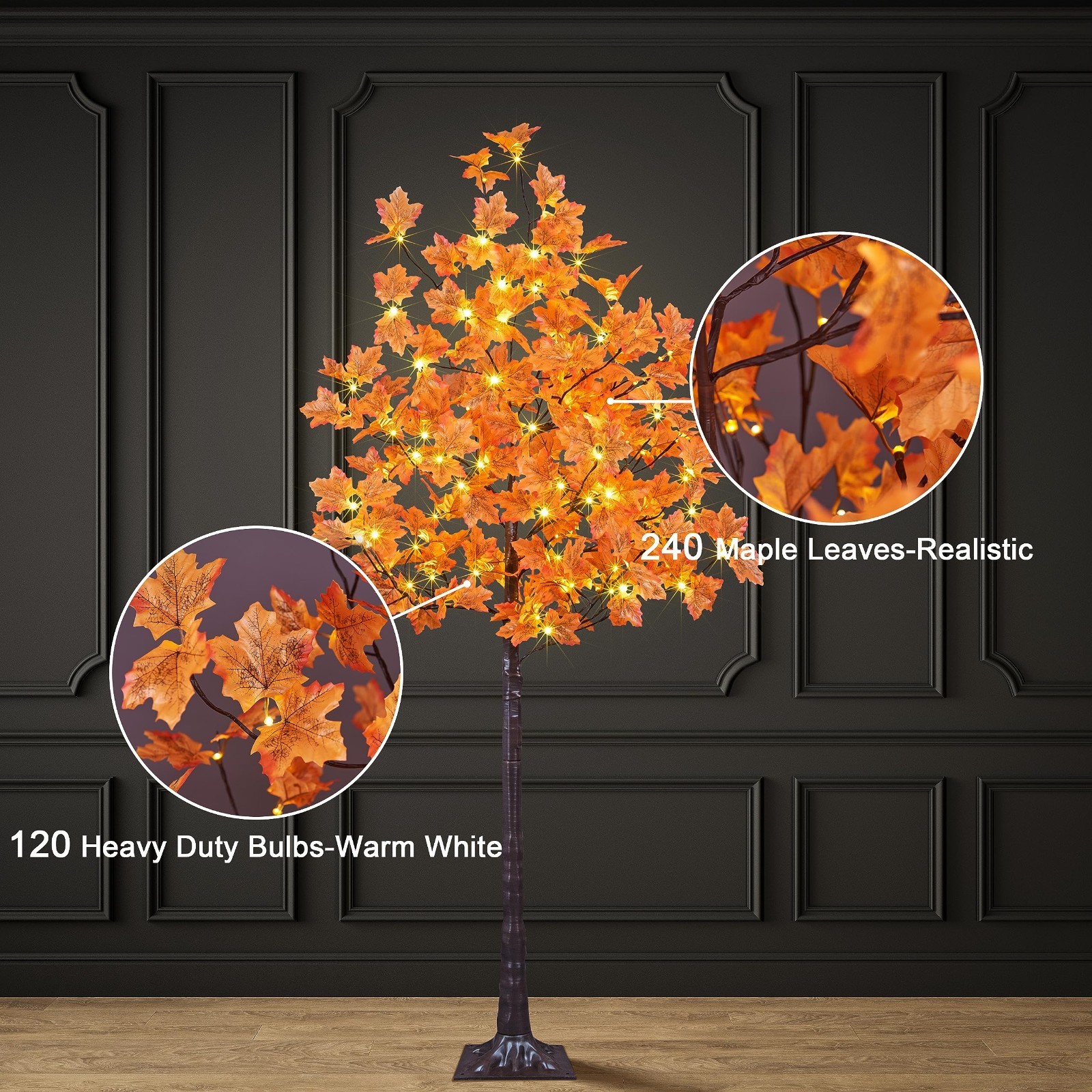 6FT 120LED Lighted Maple Tree – Warm White Fall Decor for Indoor/Outdoor Use, Or