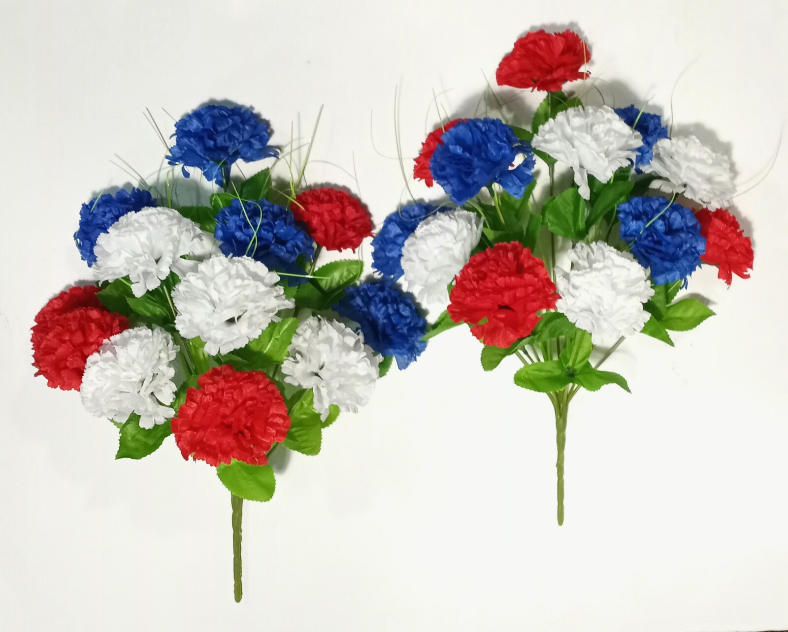 (2 pcs) 17″ Red White Blue Multicolored Silk Flower Bush Home Yard Craft Holiday
